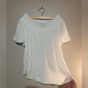 New York & Company White Off-Shoulder Blouse